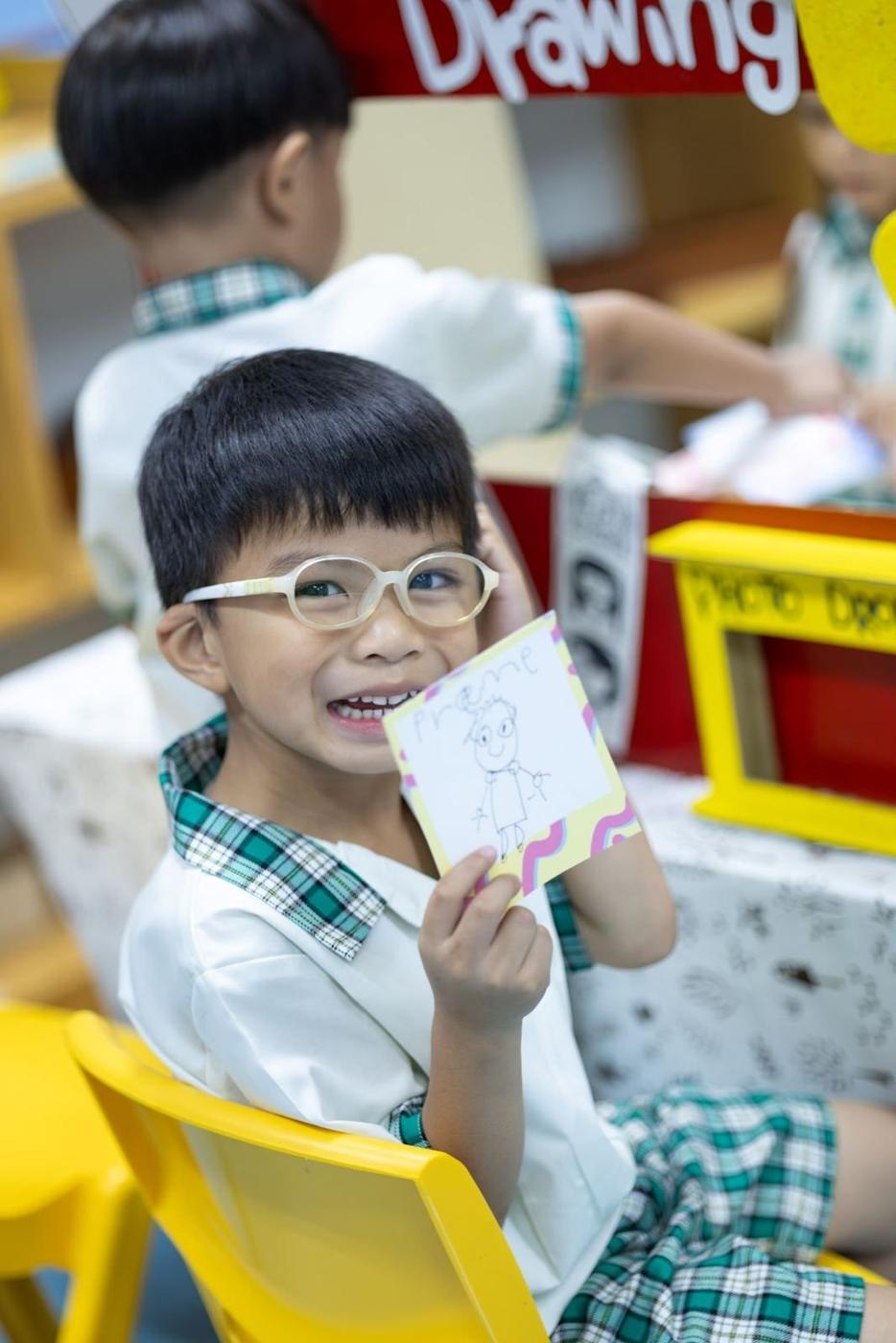 Kindergarten child doing phonics