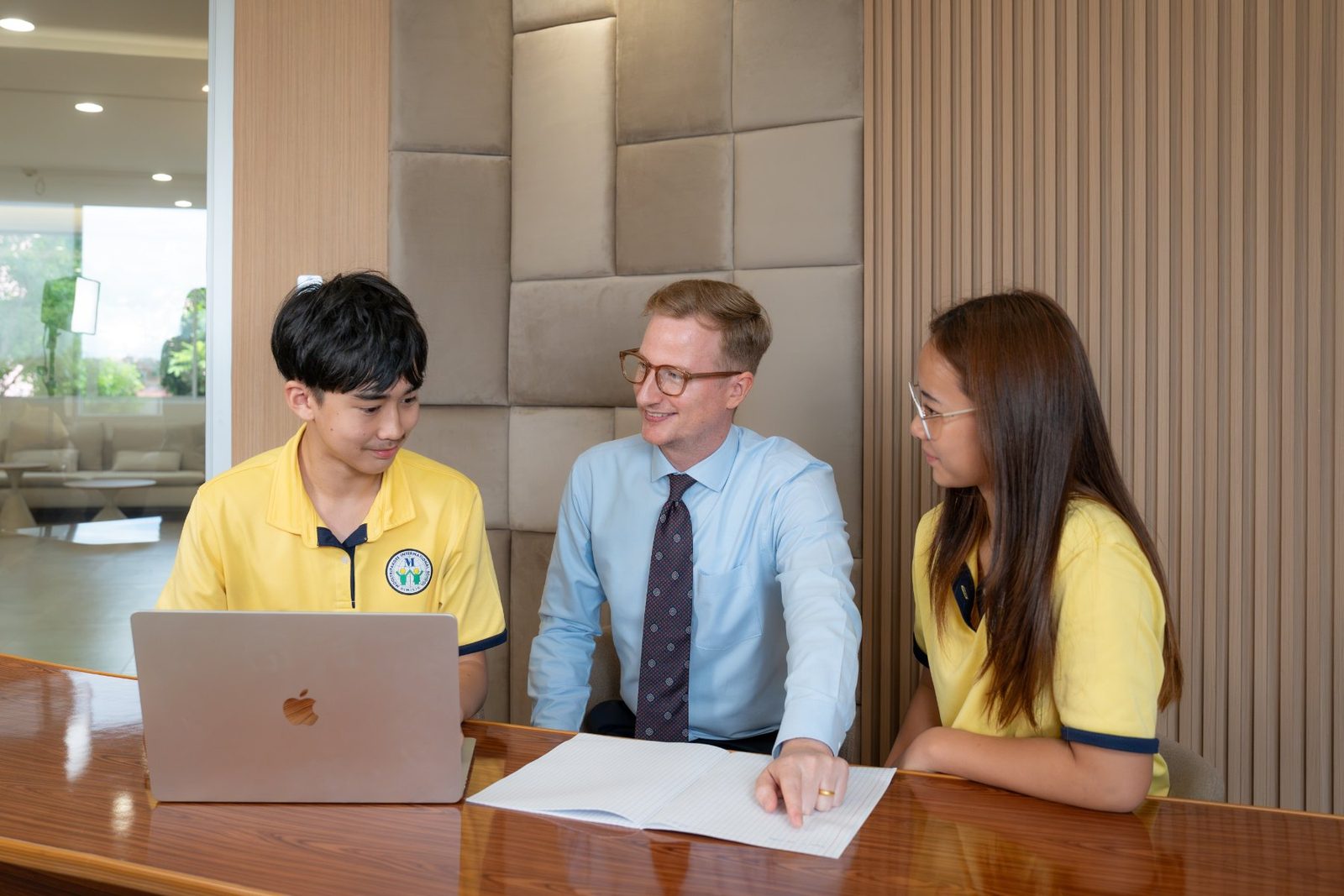 Students together on campus